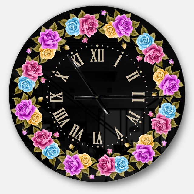 DesignArt Horloge Murale Shabby Chic vintage Rose Grande