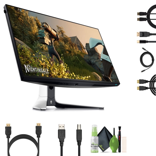 Alienware AW2723DF 27" 1440p 280Hz Gaming Monitor (Lunar Light) (AW2723DF) + USB Printer Cable + HDMI Cable + Cleaning Kit