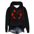 thumbnail image 1 of WEAIXIMIUNG Sweat à Rayures pour Femmes Automne et Hiver 2025 Tendance avec Capuche et Imprimé Lettre, 1 of 4