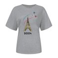 thumbnail image 4 of TINZ T-Shirt pour Femme Été Haut à Manches Courtes Col Rond Haut à Motif Haut Décontracté Chandails de Football pour Dames Chandails d'Été pour Femmes T-Shirt à Manches Courtes, 4 of 4