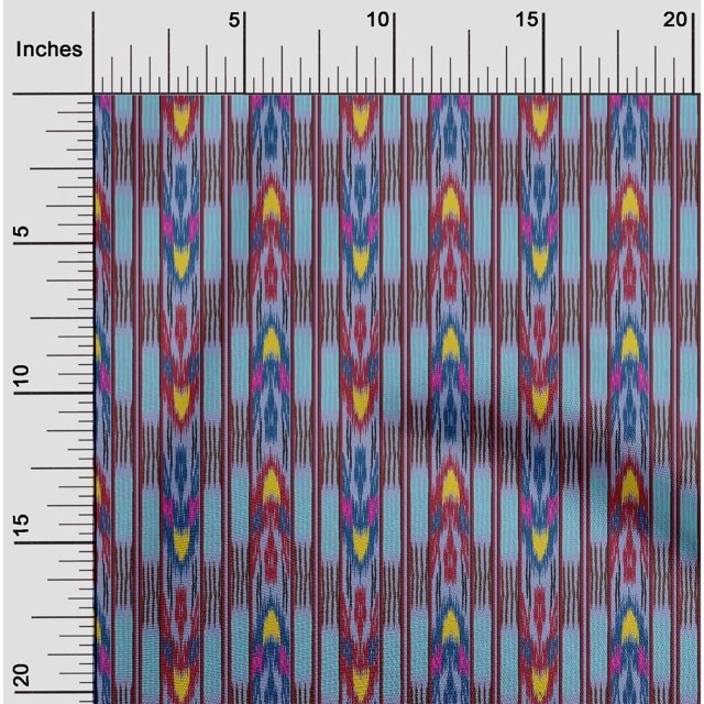 oneOone Viscose Chiffon Fabric Stripe Ikat Print Fabric By Yard 42 Inch Wide