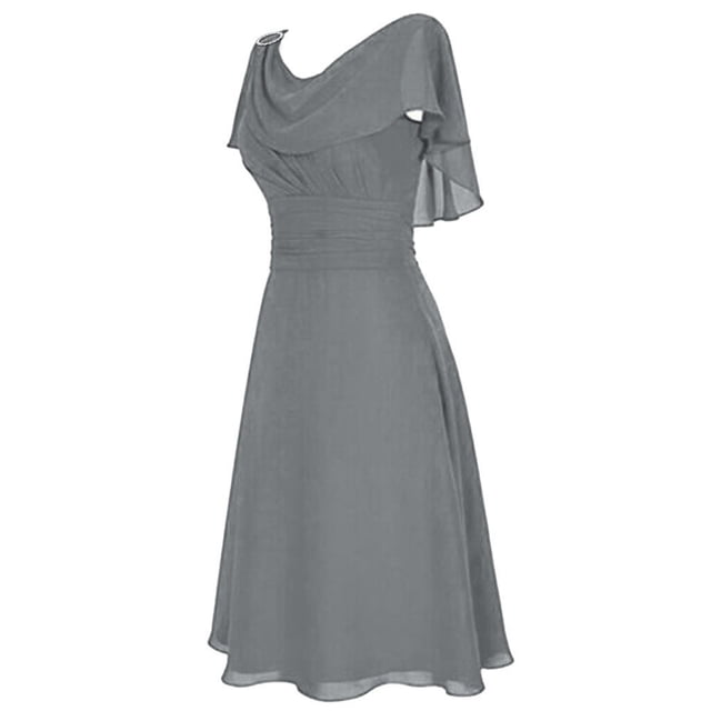 Bigersell Robes de Cocktail pour Femmes Liquidation Femme Col en V Manches Courtes Robe de Cocktail Midi Style D-127 Robes à Bretelles Spaghetti Dames Grande Taille Robes d'Été, Gris m