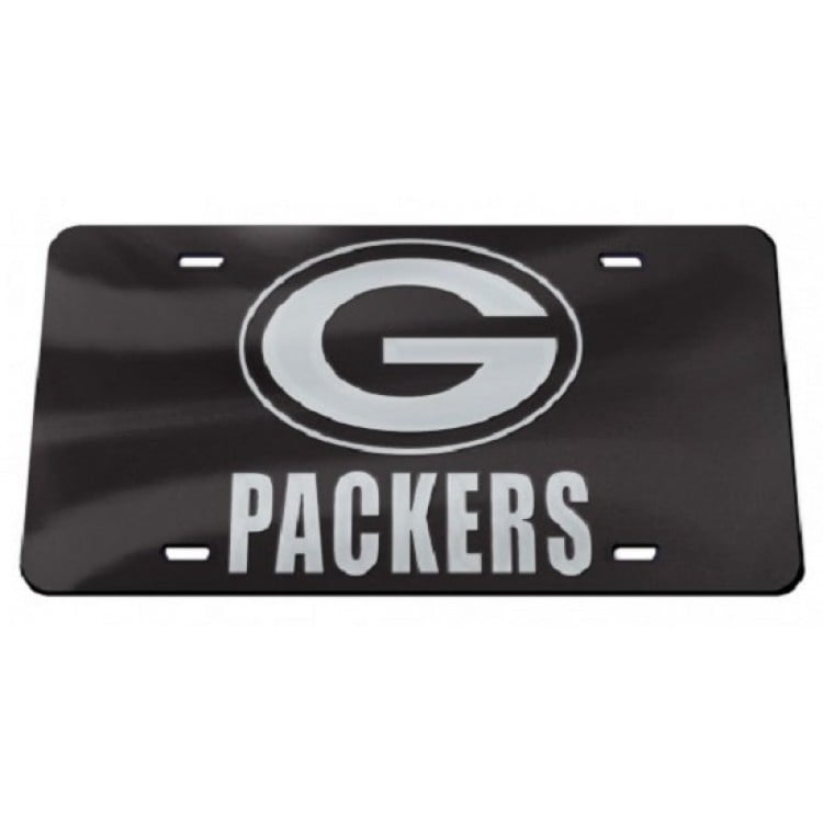 Green Bay Plaque d'Immatriculation Miroir Cristal Noir Packers