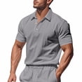 thumbnail image 2 of Txeol Mens Short Sleeve Shirts Casual Athletic Fit Button V Neck Tee Shirt Solid Color Basic Workout Muscle Tops,Gray,S, 2 of 10