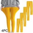 thumbnail image 1 of YUNAFFT Girls Stretchy Soft Leggings 3-12Y 4-Pack Lycra Spandex Pure Color Breathable Base Layer Pants, 1 of 6