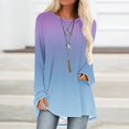 thumbnail image 1 of Wiyuqeen T-Shirts à Manches Raglan Longues pour Femmes Chic Décontracté Col Rond Chandail Doux Tendance Couleur Dégradée Chandails à Manches Longues Automne Amples Fluides Longues Tuniques, 1 of 5