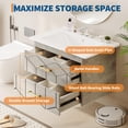 thumbnail image 4 of Modern Floating Bathroom Vanity – 30 Inch Wall Mounted Cabinet with Double Soft-Close Drawers, Gold Handles, Ceramic Basin, Easy Assembly – Grey, 30 inches, 4 of 6