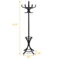 thumbnail image 4 of Giantex Coat Rack Free standing, Wooden Coat Rack Tree with 12 Hooks and Umbrella Stand, Entryway Hall Tree for Hats Clothes Handbags (Black), 4 of 8