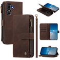 thumbnail image 1 of Samsung Galaxy M56 Wallet Cover with Zipper Pocket, Brown, 1 of 6