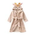 thumbnail image 1 of Kids Hooded Bathrobe, Toddler Robe with Belt for Boys and Girls, Soft Flannel Fleece Robe, Long Sleeve Bath Robe with Pockets for Children, 1 of 3