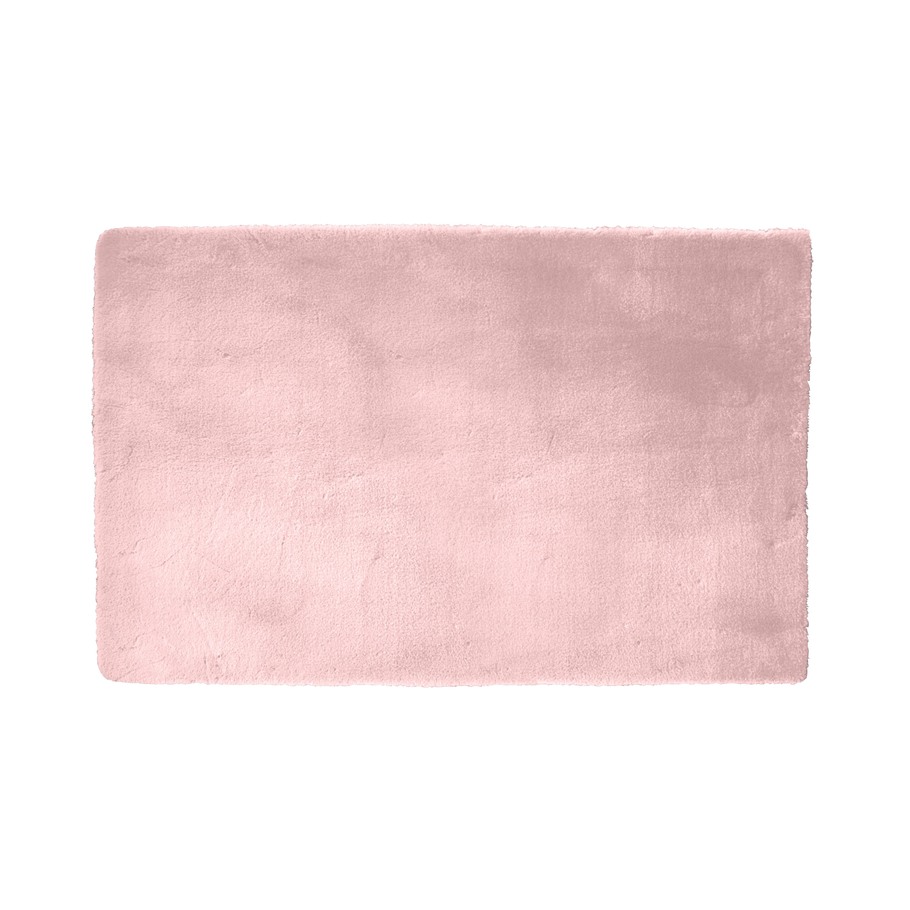 Mainstays Rabbit Faux Fur Accent Area Rug, Light Pink, 30 in x 45 in, for Bedroom, Living Room, Dining Room.