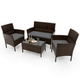 thumbnail image 2 of Costway 4 PCS Patio Furniture Set with Washable Cushions and Tempered Glass Coffee Table Grey, 2 of 9