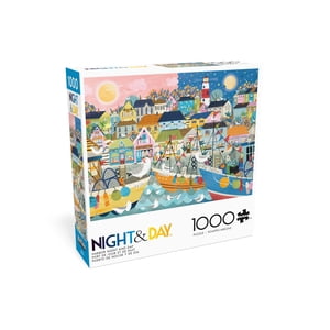 Buffalo Games Harbor Nuit et jour 1000-Piece Puzzle d'entrelacement pour adultes 14-99 ans
