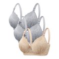 thumbnail image 1 of DecSea 3PC Women's Solid Color Steel Ring Oversized Gathering Underwear Daily Bra, 1 of 4