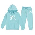thumbnail image 4 of GDREDA Girls Sets 2 Piece Outfits Spring Children's Hoodie Set With Bow Print Mint Green,6-7years, 4 of 4