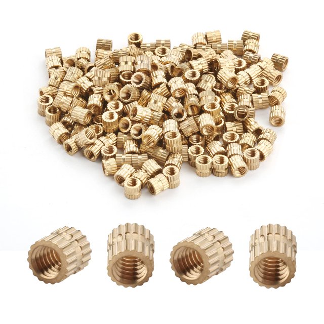 Wekity M4x5mm Female Thread Knurled Nuts,200PCS Hx5mm OD Brass Threaded Insert Embedment Nuts Hydraulic Welded Joint Injection Molding Assortment Kit for 3D Printing Injection Molding-0621