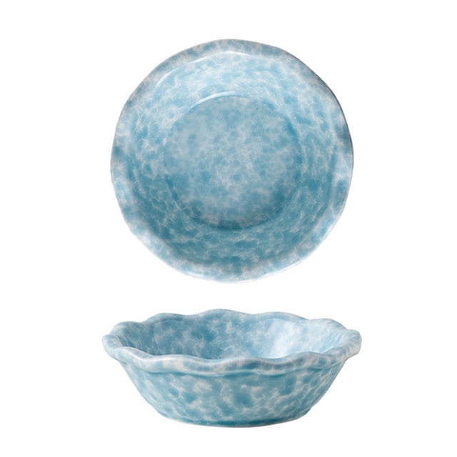 Qeeadeea Small Round Baking Dish Set Of 2, Colorful Ceramic Casserole Dish, Round Ceramic Pie Plate-Light blue-14cm