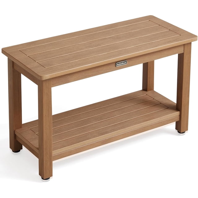 Shower Bench Seat for Inside Shower Poly Lumber Shower Stool for Shaving Legs Bathroom Shower Foot Rest with Storage Shelf Plastic Shower Chair Seat for with Adjustable Feet