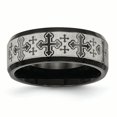 thumbnail image 1 of Stainless Steel Brushed/Polished Black IP Laser Etched Pattern Ring 8.5 Size, 1 of 6