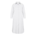 thumbnail image 4 of Robe de Plage Mode Femme Col Rabattu Ample Manches Longues Unie Mi-Mollet Robe Longue Robes T-Shirt pour Femmes Décontractée Été en Liquidation, 4 of 8