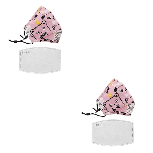 relayinert Children Mask Filter Cartoon Cotton Mouth Face Cover Filters Accessory 10pcs Bow tie bear 2Set