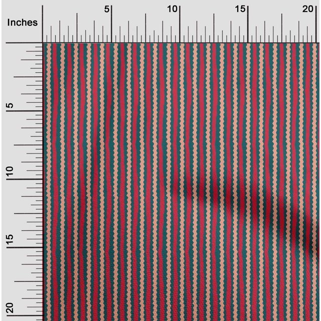 oneOone Georgette Viscose Fabric Stripe Block Print Fabric BTY 42 Inch Wide