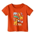 thumbnail image 1 of PMVFHDE T-Shirts Garçons Garçon et Fille Mode Décontractée Imprimé Col Rond Ample Manches Courtes T-Shirt Haut Orange, 6-7 Ans, 1 of 3