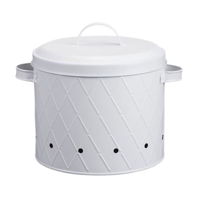 Tumotour Mesh Fruit Vegetable Bucket Kitchen Potato Onions Garlic Storage Bucket Potato Storage Jar Metal Bucket With Lid