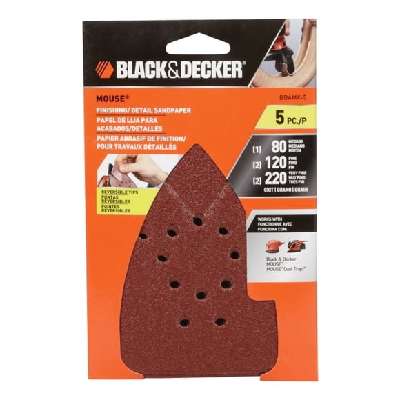 BLACK+DECKER BDAMX-5 Mouse Assorted Sandpaper 5 Pack