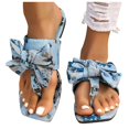 thumbnail image 2 of IUJSOY Bow Flat Sandals for Women Dressy Square Open Toe Sandals Comfortable Slip on Slide Sandals, 2 of 5