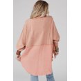 thumbnail image 3 of Women's Crinkle Splicing Raw Hem High Low Oversized Blouse, 3 of 5