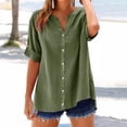 thumbnail image 3 of Women Workout Tops on Clearance Summer Linen Work Tops for Women Trendy Plus Size V Neck Button down Boho Clothes Spring Tops for Women 2025 New Greeny L, 3 of 4
