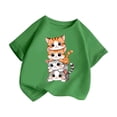 thumbnail image 3 of GDREDA Vêtements Fille Enfant Filles Mignon Graphique Col Rond Manches Courtes Tee Été Décontracté T-Shirt Hauts Fille Été Vert, 3-4 Ans, 3 of 5