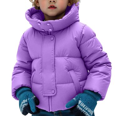 hoksml Kids Winter Coat Boys Girls Puffer Jacket Insulated Hooded Warm Thick 5-13 Years Big Kids Windproof Long Sleeve Zip Snap