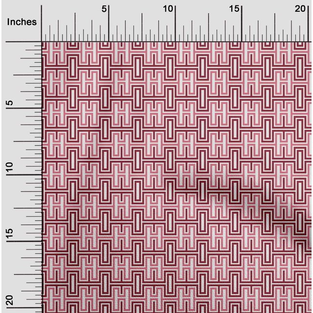 oneOone Silk Tabby Fabric Greek Key Geometric Print Sewing Fabric BTY 42 Inches Wide