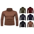 thumbnail image 1 of Chandail à Col Roulé pour Homme, Décontracté, Basique, Coupe Ajustée, Léger, Manches Longues, T-Shirt, Gris Foncé, TTG, 1 of 5