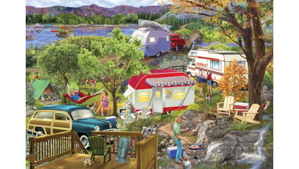 thumbnail image 3 of Camping Trailer Shaped Tin 550 PC Puzzle, 3 of 4