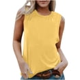 thumbnail image 2 of Débardeurs pour Femmes Zeophrasy Chemise Sans Manches pour Femmes Couleur Unie Col Rond Chemise Décontractée Débardeurs Blouse Sans Manches Excellent Cadeau à Petit Prix Jaune G, 2 of 6