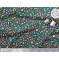 thumbnail image 3 of Soimoi Green Silk Fabric Insect,Sun & Cartoon Alphabets Text Print Fabric by The Yard 42 Inch Wide, 3 of 3