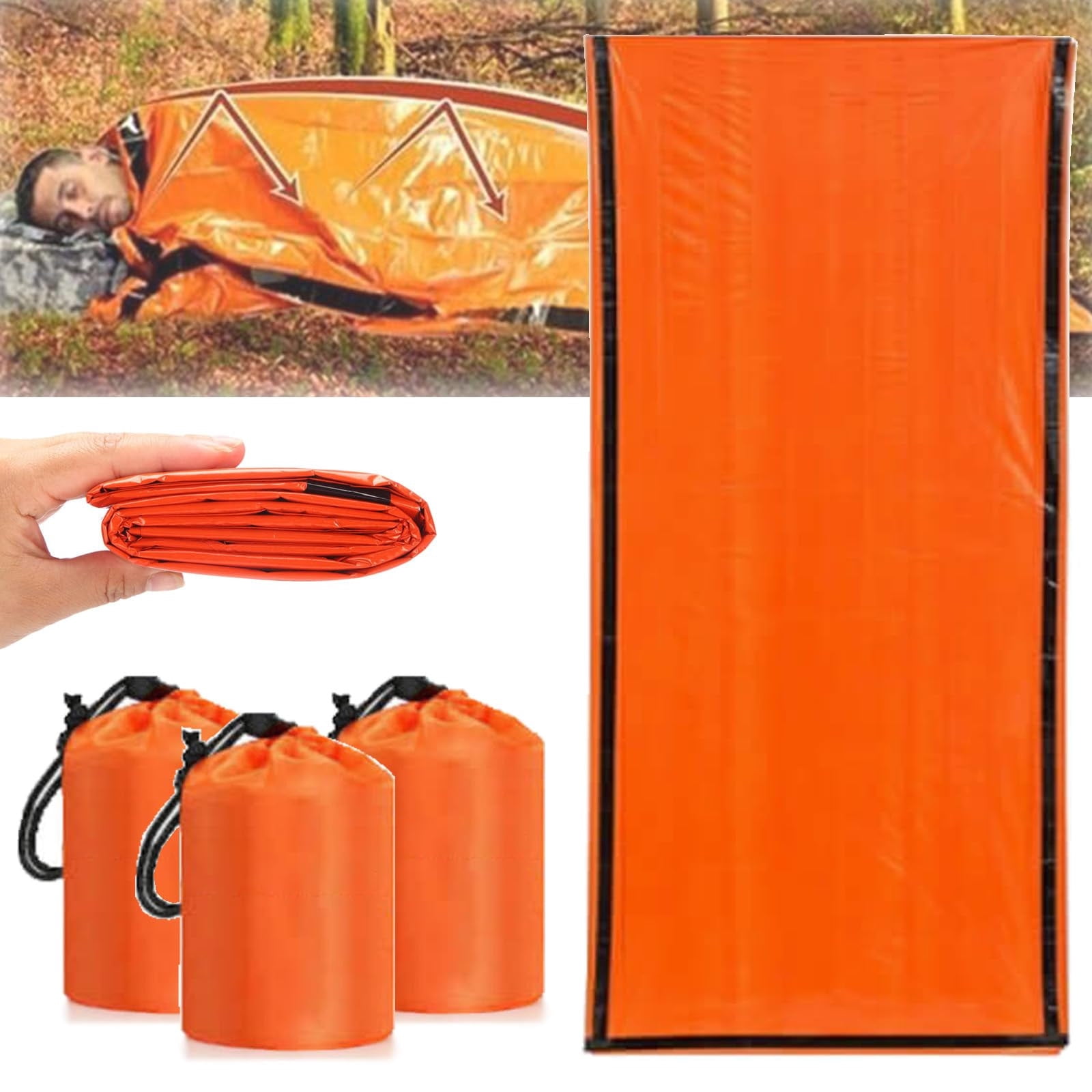 TopLLC Tools&Home Improvement Emergency Sleeping Bag Emergency Survival Sleeping Bag Pocket Size Emergency Sleeping Bag Waterproofs Thermal Bivy Sack For Outdoor sleeping caseS