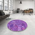 thumbnail image 4 of Ahgly Tapis Rond Lavable en Machine Intérieur Transitionnel Heliotrope Violet, 8 Pieds Rond, 4 of 7