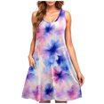thumbnail image 2 of Ovzne Robes d'Été pour Femmes Robe Décontractée pour Femmes Grande Taille Sans Manches à Col Rond Courte Robe à Fleurs Robe d'Été Liquidation, 2 of 5