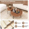 thumbnail image 4 of Harmijoy Table Basse Ronde Style Ferme Ensemble de 2 Tables d'Appoint Fini Naturel pour Salon, 4 of 8