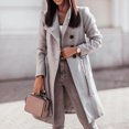 thumbnail image 4 of WEIYLL Womens Fleece Jackets Double Mid Long Trench Belt Solid Color Grey Cold Weather Tops Size 2XL, 4 of 5