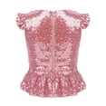 thumbnail image 4 of Oyolan Kids Girls Sequins Ruffled Top Mermaid Costume Flutter Sleeve Peplum Blouse for Carnival Performance Pink 12, 4 of 7