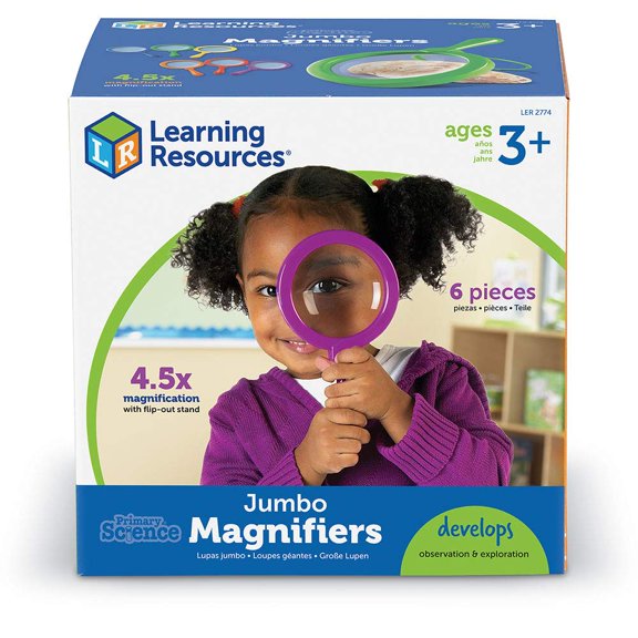 Learning Resources Jumbo Magnifiers - 6 Pieces, Ages 3+ Toddler Learning Toys, Exploration Toys for Kids, Magnifiers for Kids