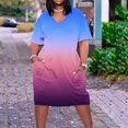 thumbnail image 1 of LSLJS Robe Grande Taille pour Femmes Col en V Robes d'Été Décontractées avec Poches Manches Courtes, 1 of 5