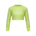 thumbnail image 3 of Manyakai Hauts en Résille à Manches Longues pour Filles Classiques, Col Rond, Sport, Danse, Court, Vert Fluorescent 6, 3 of 7