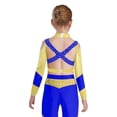 thumbnail image 2 of Eandarui Crop Tops de Gymnastique pour Filles Manches Longues Design Color Block avec Strass Croisés Bleu 6, 2 of 5