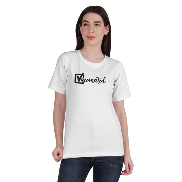 Inkmeso T-shirt à Col Rond Vacciné Pro-Vaccin en Coton pour Femmes